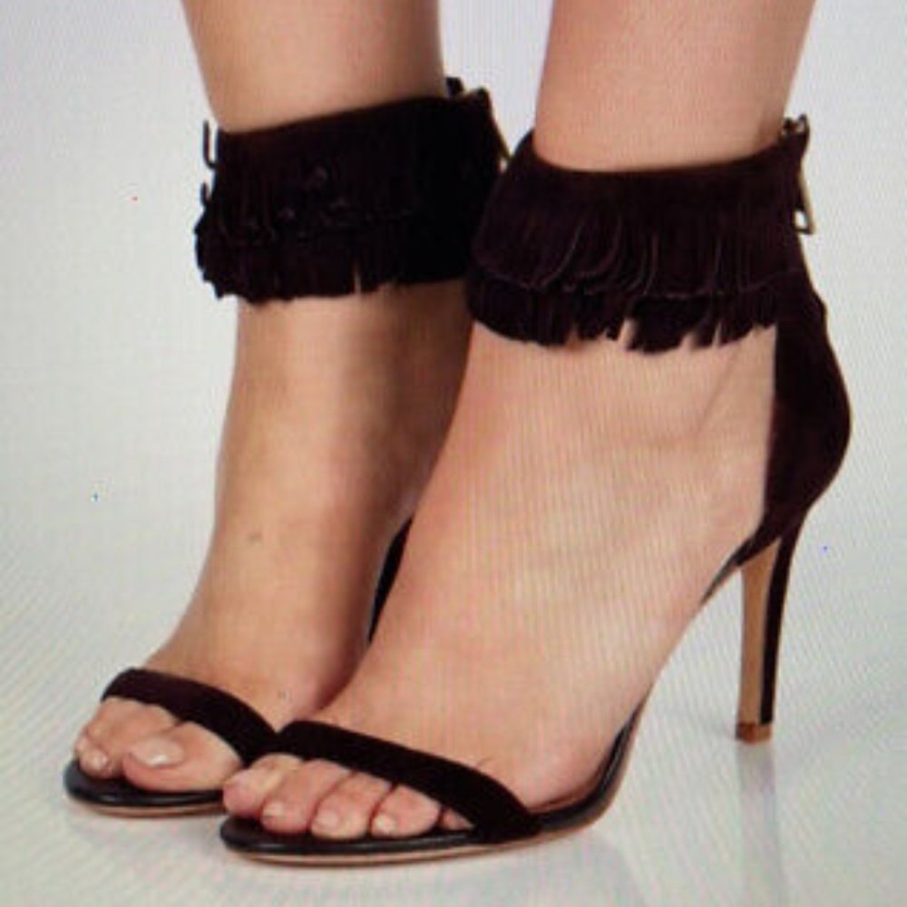 Joie 'Alek' Fringe Suede Heels - Burgundy/Oxblood